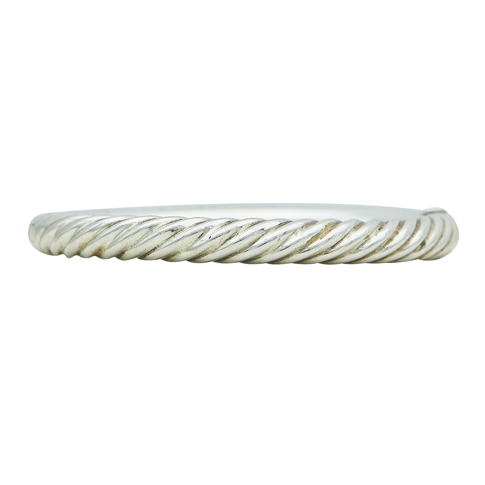 David Yurman Sterling Silver Bangle Bracelet: BRAND: David Yurman; METAL: Sterling Silver; STAMPED: David Yurman, 925; CONDITION: Pre-owned, Good; ITEM WEIGHT (GRAMS): 24.2 g; MEASUREMENTS: Bracelet inner circumference approx. 6 inches