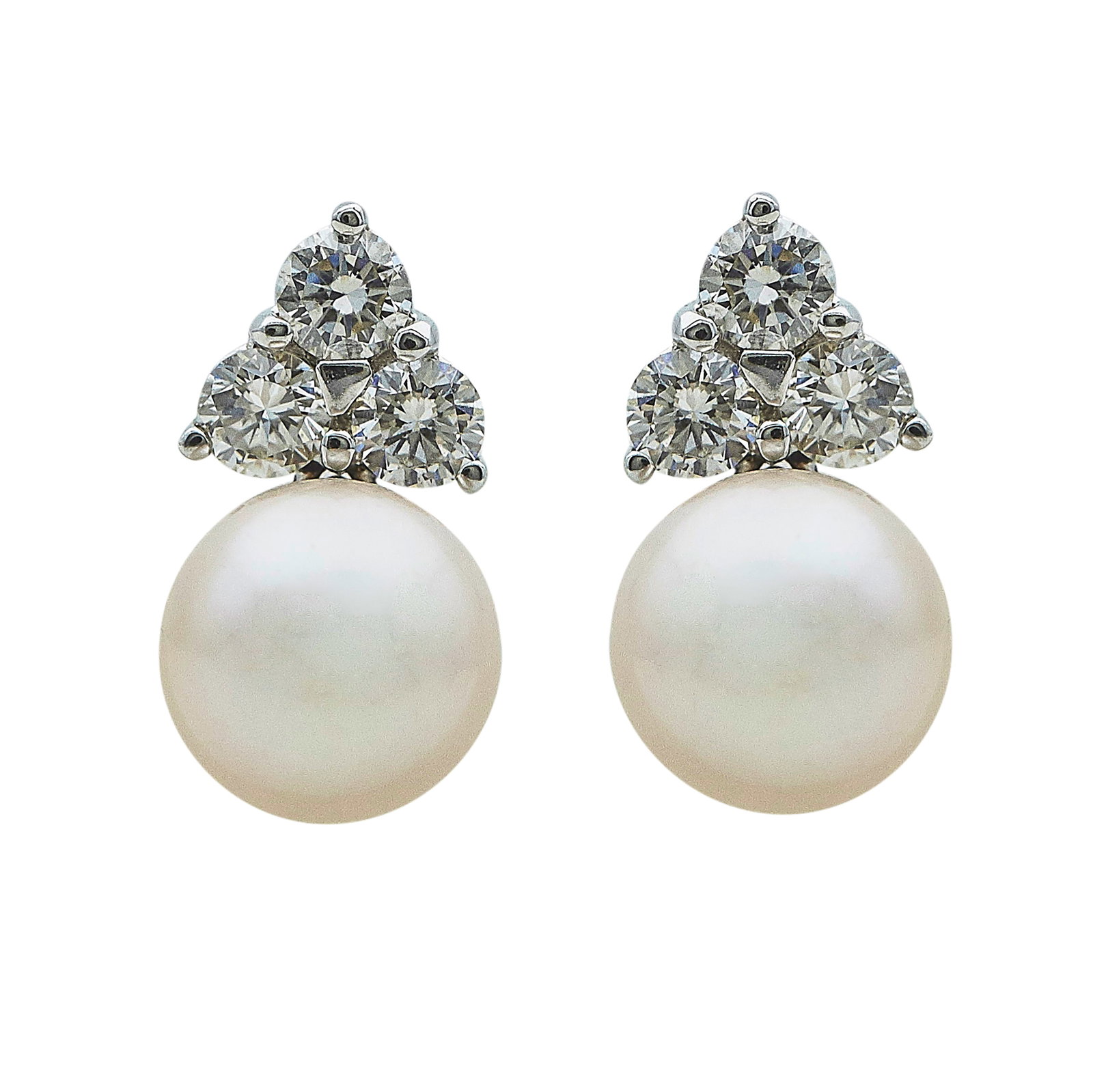 18K White Gold, Diamond, and Pearl Drop Earrings (1 of 3)