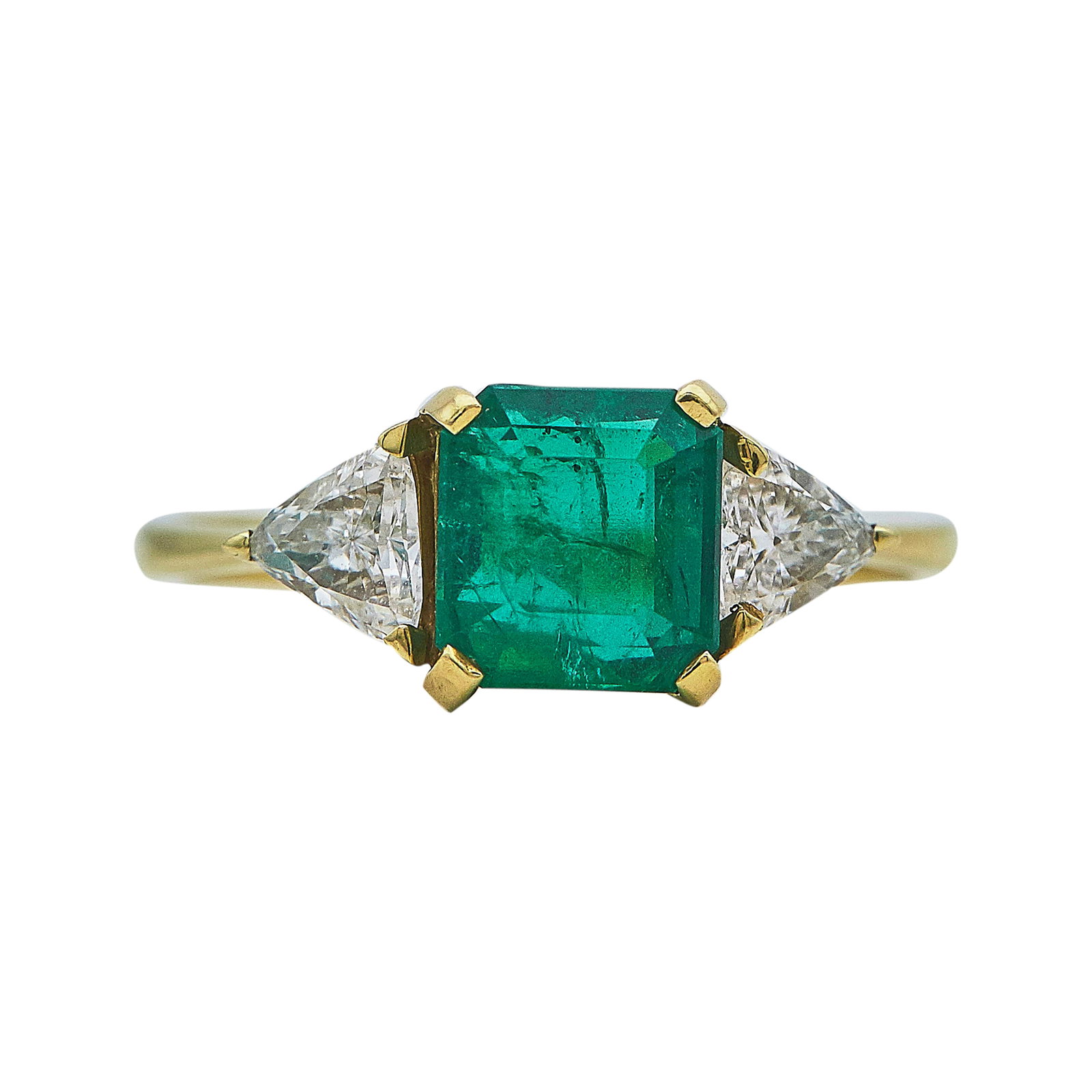 18K Yellow Gold, Emerald, and Diamond Ring (1 of 3)