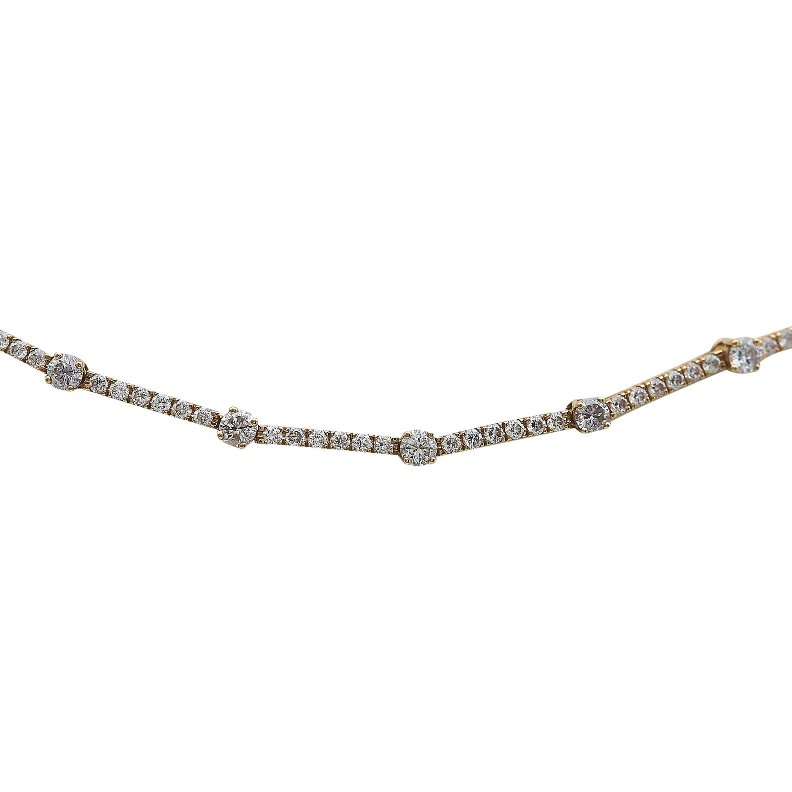 18K Rose Gold and Diamond Link Necklace: METAL: 18K Rose Gold; STAMPED: Au750; CONDITION: Pre-owned, Very Good; ITEM WEIGHT (GRAMS): 15.6 g; MEASUREMENTS: Necklace approx. 16 1/2 inches long