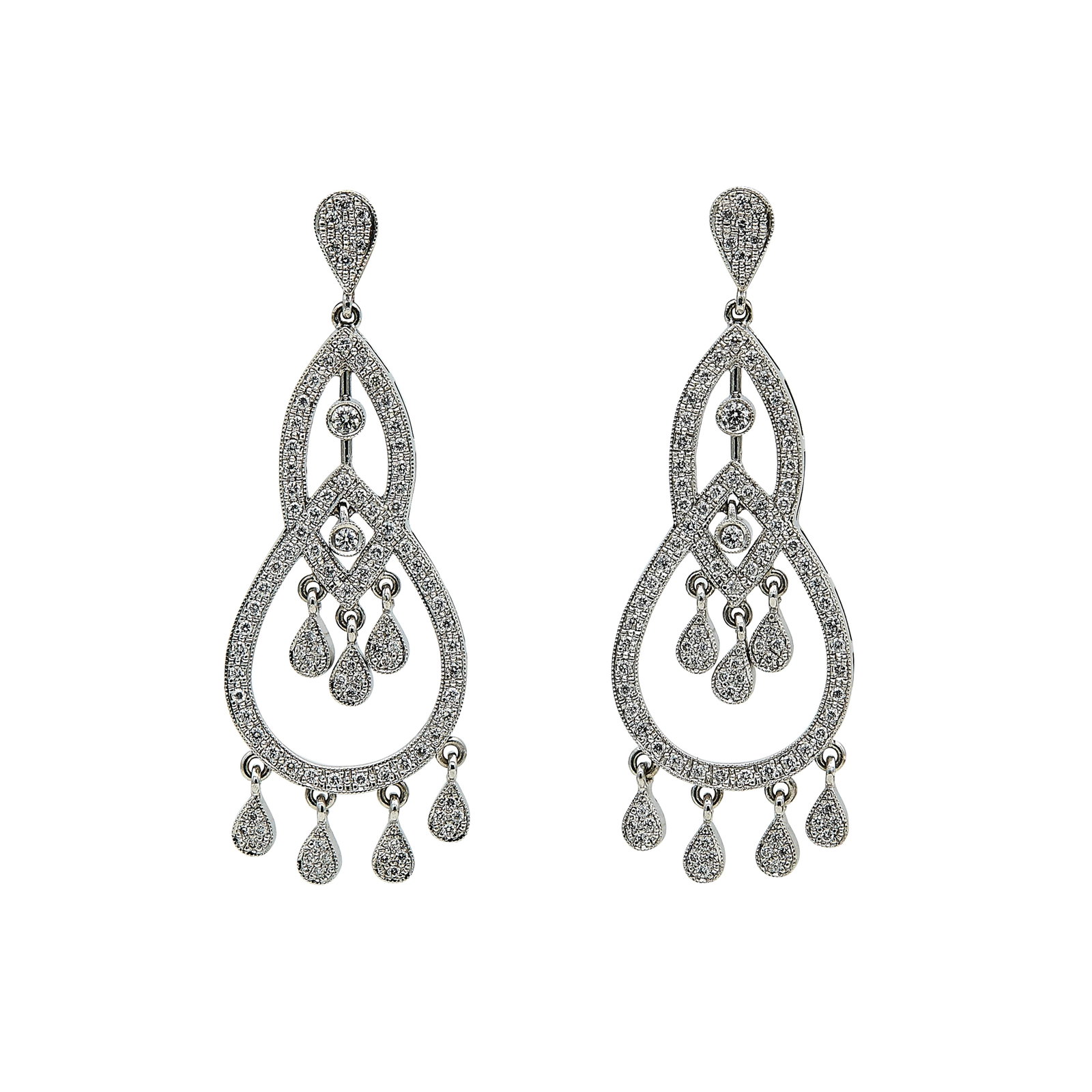 18K White Gold and Diamond Pendant Earrings (1 of 3)