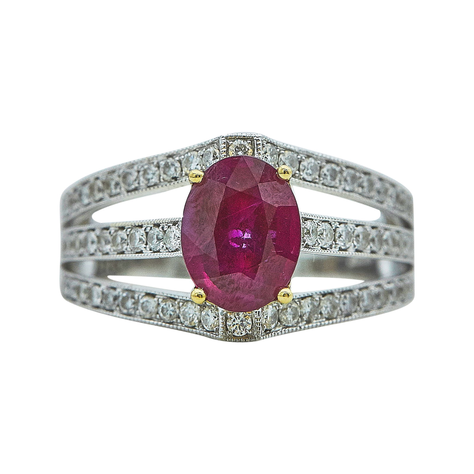 18K White & Yellow Gold, Ruby, and Diamond Ring (1 of 3)