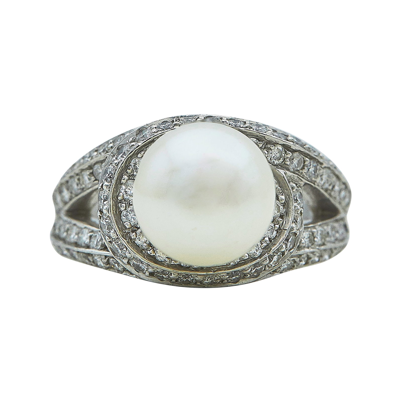 Platinum, Pearl, and Diamond Ring (1 of 3)