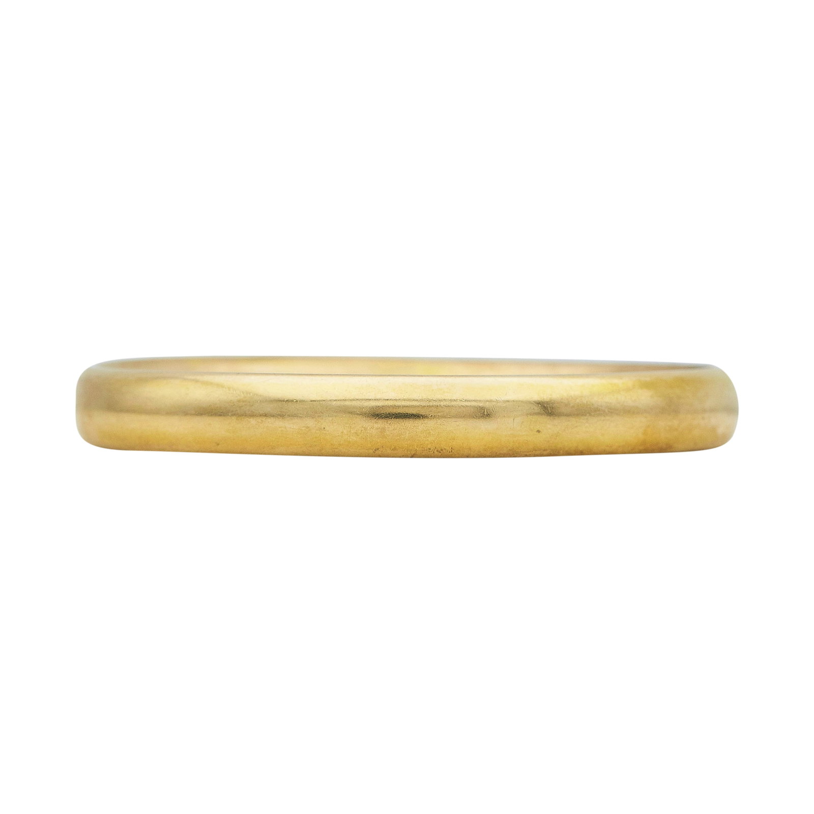 14K Yellow Gold Oval Bangle Bracelet: METAL: 14K Yellow Gold; STAMPED: GBH, 14K; CONDITION: Pre-owned; ITEM WEIGHT (GRAMS): 16.6 g; MEASUREMENTS: Interior circumference approx. 7 1/4 inches