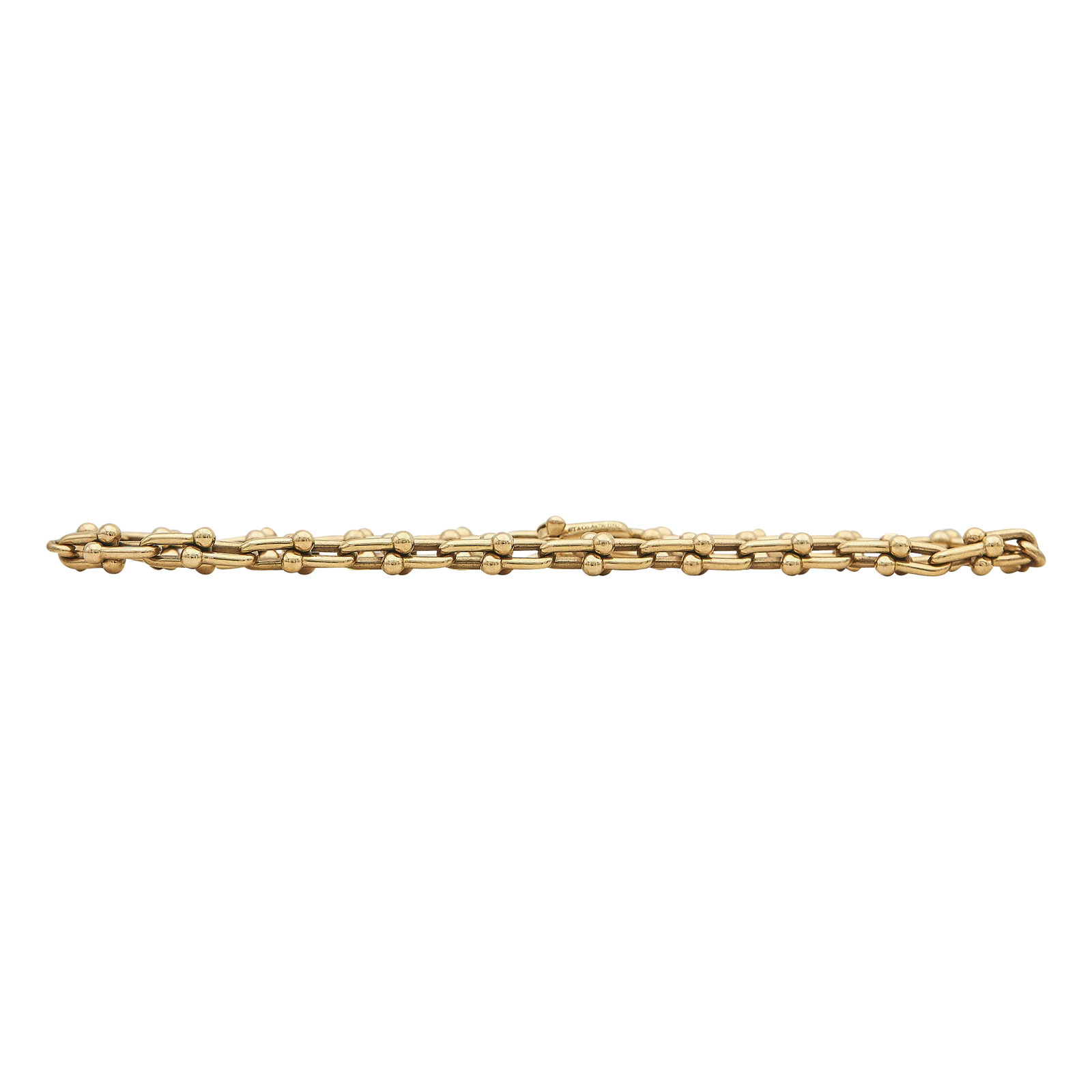 Tiffany & Co. Hardwear Micro Link 18K Yellow Gold Bracelet: BRAND: Tiffany & Co.; COLLECTION: Hardwear; METAL: 18K Rose Gold; STAMPED: © Tiffany & Co., Au750, ITALY; CONDITION: Pre-owned, Very Good; ITEM WEIGHT (GRAMS): 9.9 g; MEASUREMENTS: Bracelet 6 7/8 inc
