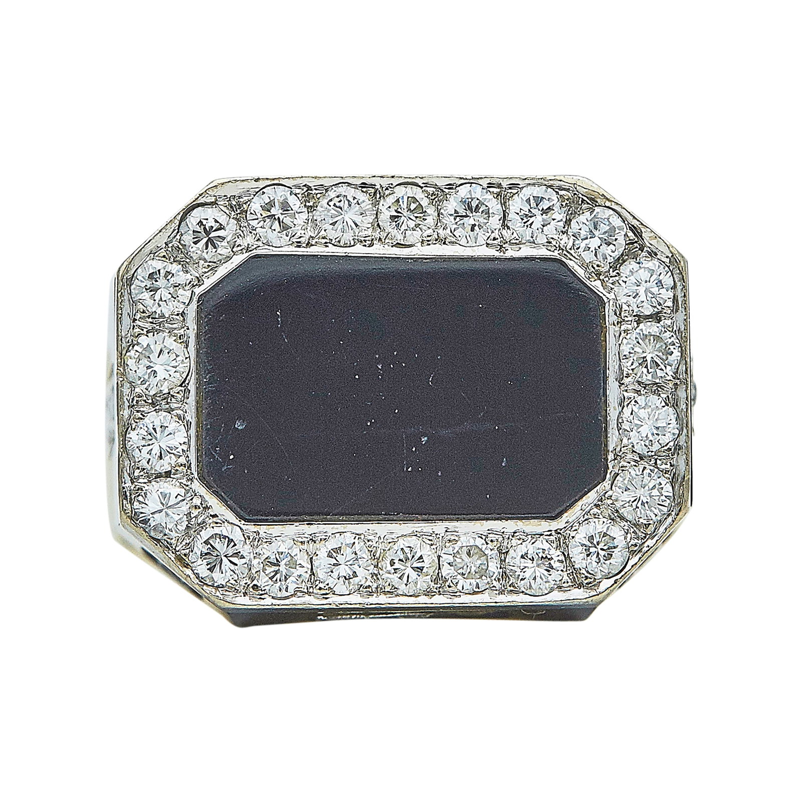 18K Yellow Gold, Platinum, and Chalcedony Cocktail Ring: METAL: 18K Yellow Gold/Platinum; APPROXIMATE TOTAL DIAMOND WEIGHT: 1.05 ctw; GEMSTONES: Chalcedony; STAMPED: 750; TESTED: 18K Yellow Gold/Platinum; CONDITION: Pre-owned, Very Good; ITEM WEIGHT
