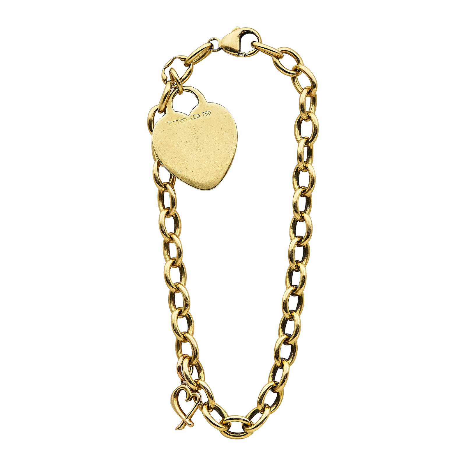 Tiffany & Co. Return To Tiffany 18K Yellow Gold Charm Link Bracelet: BRAND: Tiffany & Co.; COLLECTION: Return To Tiffany; METAL: 18K Yellow Gold; STAMPED: Tiffany & Co., 750; CONDITION: Pre-owned, Good; ITEM WEIGHT (GRAMS): 26.3 g; MEASUREMENTS: Bracelet 8 1/4 inches l
