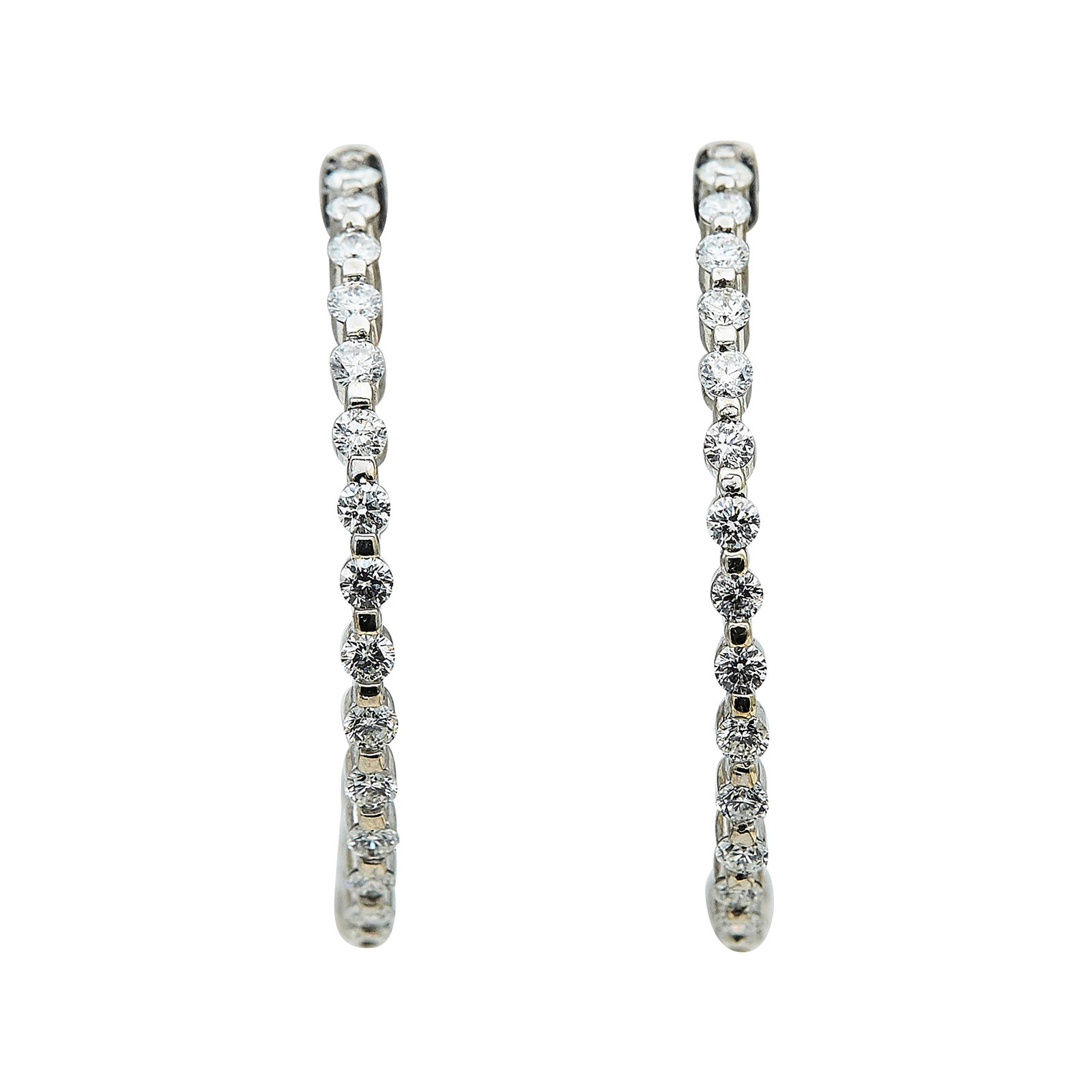 14K White Gold and Diamond Inside-Out Hoop Earrings (1 of 3)