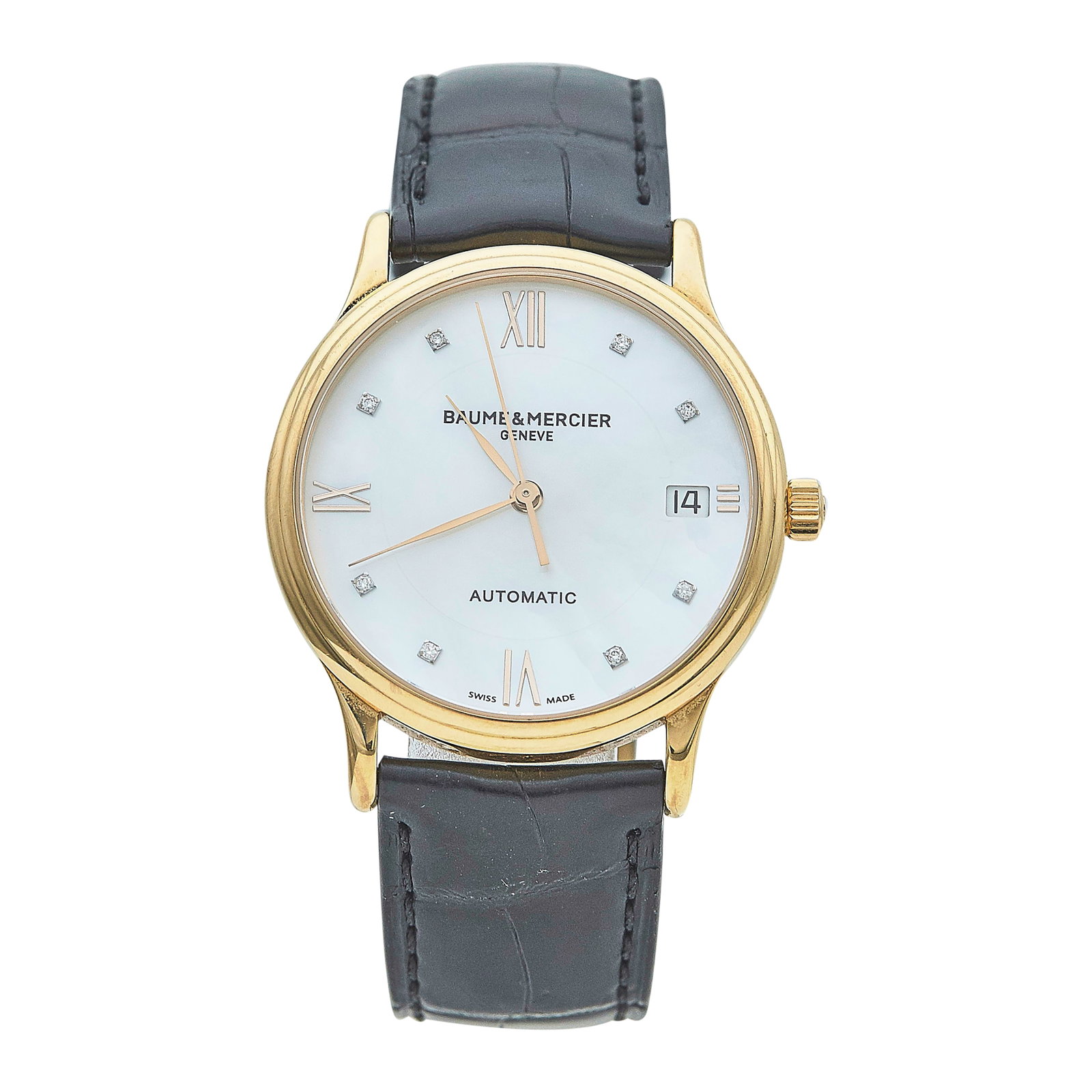 Baume & Mercier Classima 18K Rose Gold Watch Ref. MOA10077, circa 2021: BRAND: Baume & Mercier; STYLE: Classima; REF. #: MOA10077; CONDITION: Pre-owned, Very Good; YEAR: Circa 2021; ADDITIONAL COMMENTS: Scratches throughout watch, Accompanied by warranty card; CASE SIZE (