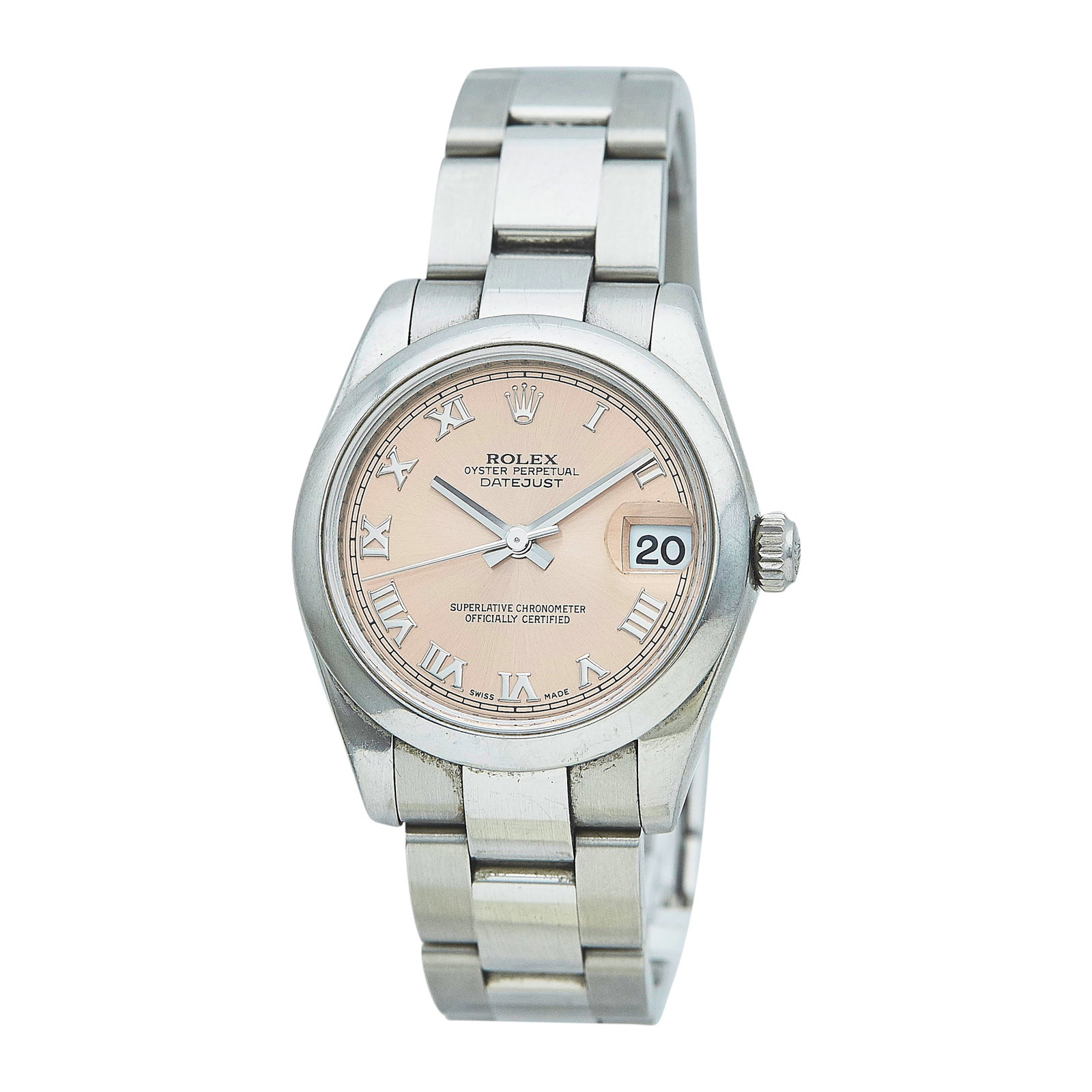 Rolex Datejust 31 Stainless Steel Watch Ref. 178240, circa 2007: BRAND: Rolex; STYLE: Datejust 31; REF. #: 178240; CONDITION: Pre-owned, Very Good; YEAR: Circa 2007; ADDITIONAL COMMENTS: M serial, Scratches throughout watch, Slight resistance when winding - Service