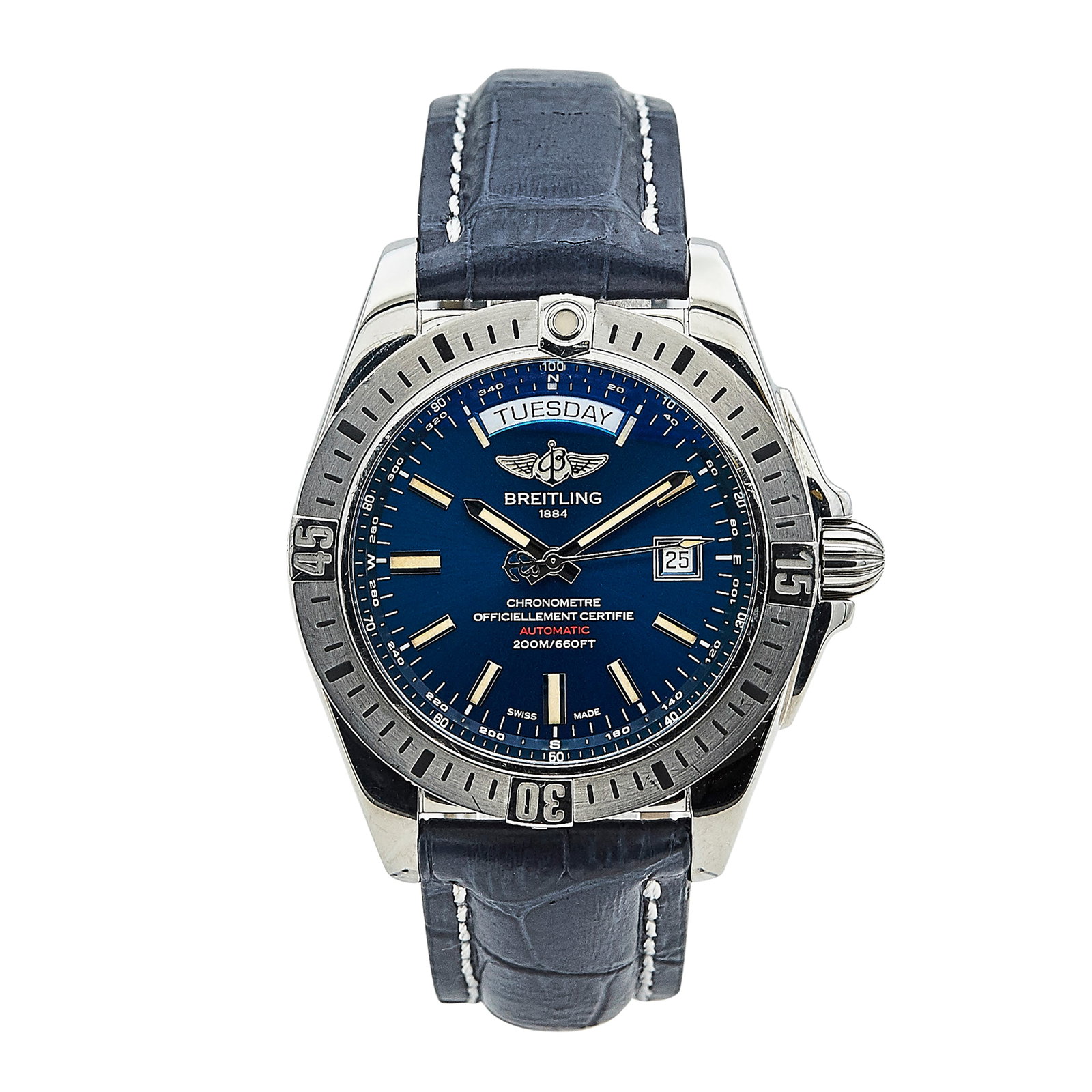 Breitling Galactic Stainless Steel Watch Ref. A45320, circa 2024: BRAND: Breitling; STYLE: Galactic; REF. #: A45320; CONDITION: Pre-owned, Very Good; YEAR: Circa 2024; ADDITIONAL COMMENTS: Scratches throughout watch; CASE SIZE (mm): 44; CASE MATERIAL: Stainless Stee