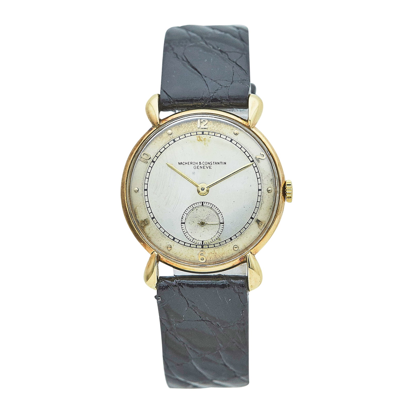 Vacheron Constantin Classique 14K Yellow Gold Watch Head Ref. 4299, circa 1950: BRAND: Vacheron Constantin; STYLE: Classique; REF. #: 4299; CONDITION: Pre-owned, Good; YEAR: Circa 1950; ADDITIONAL COMMENTS: Scratches throughout watch, Light scratches on acrylic crystal, Dial with