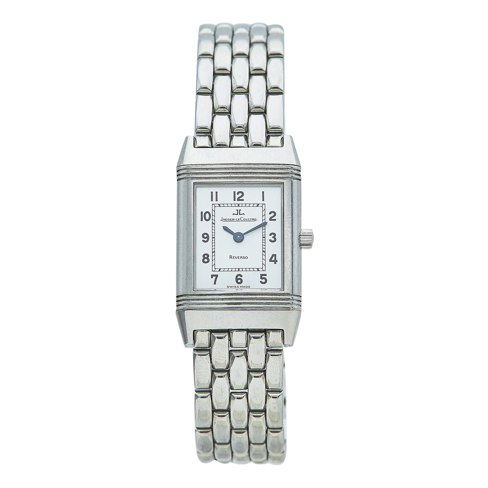 Jaeger-LeCoultre Reverso Stainless Steel Watch Ref. 260.8.86, circa 2005: BRAND: Jaeger-LeCoultre; STYLE: Reverso; REF. #: 260.8.86; CONDITION: Pre-owned, Very Good; YEAR: Circa 2005; ADDITIONAL COMMENTS: Scratches throughout watch, Accompanied by extra links, blank certifi