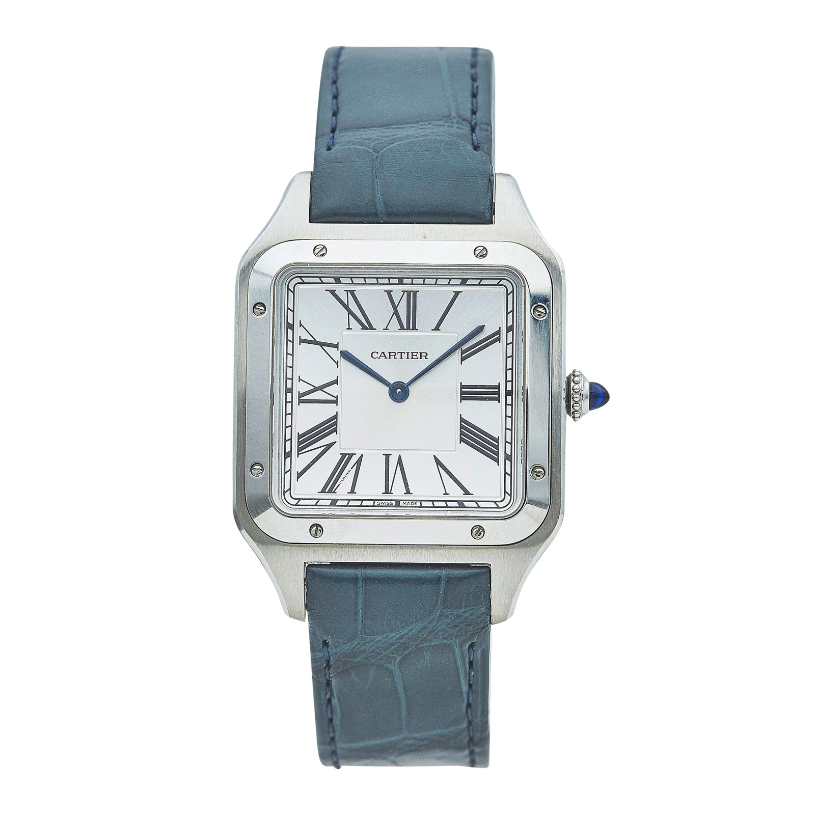 Cartier Santos Dumont Stainless Steel Watch Ref. WSSA0032, circa Unknown: BRAND: Cartier; STYLE: Santos de Cartier; REF. #: WSSA0032; CONDITION: Pre-owned, Excellent; ADDITIONAL COMMENTS: Scratches throughout watch, Accompanied by undated warranty card; CASE SIZE (mm): 46 x