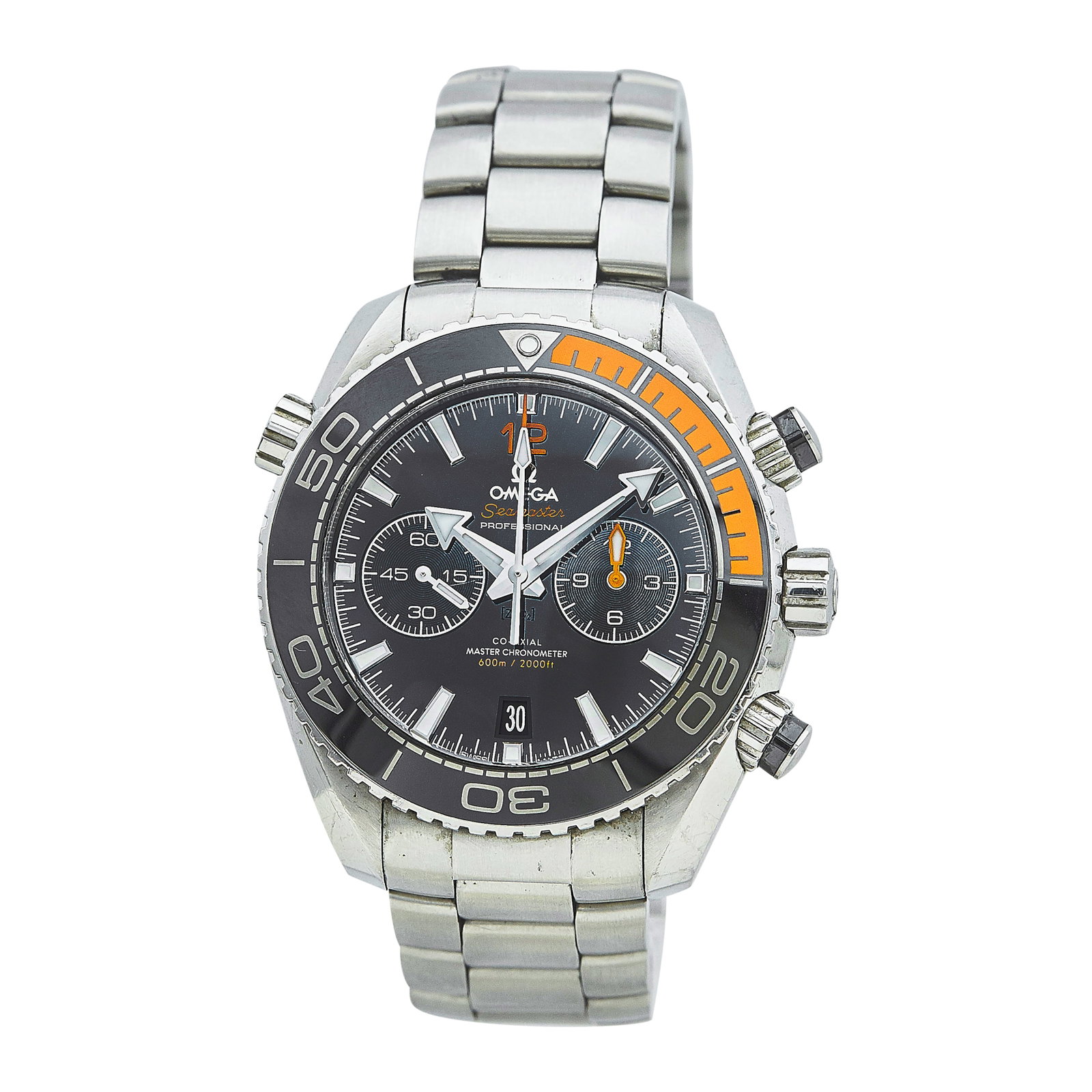 Omega Seamaster Planet Ocean Stainless Steel Watch Ref. 21530465101002, 2021: BRAND: Omega; STYLE: Seamaster Planet Ocean; REF. #: 21530465101002; CONDITION: Pre-owned, Good; YEAR: 2021; ADDITIONAL COMMENTS: Scratches and impacts throughout watch, Scratches on face of sapphire 