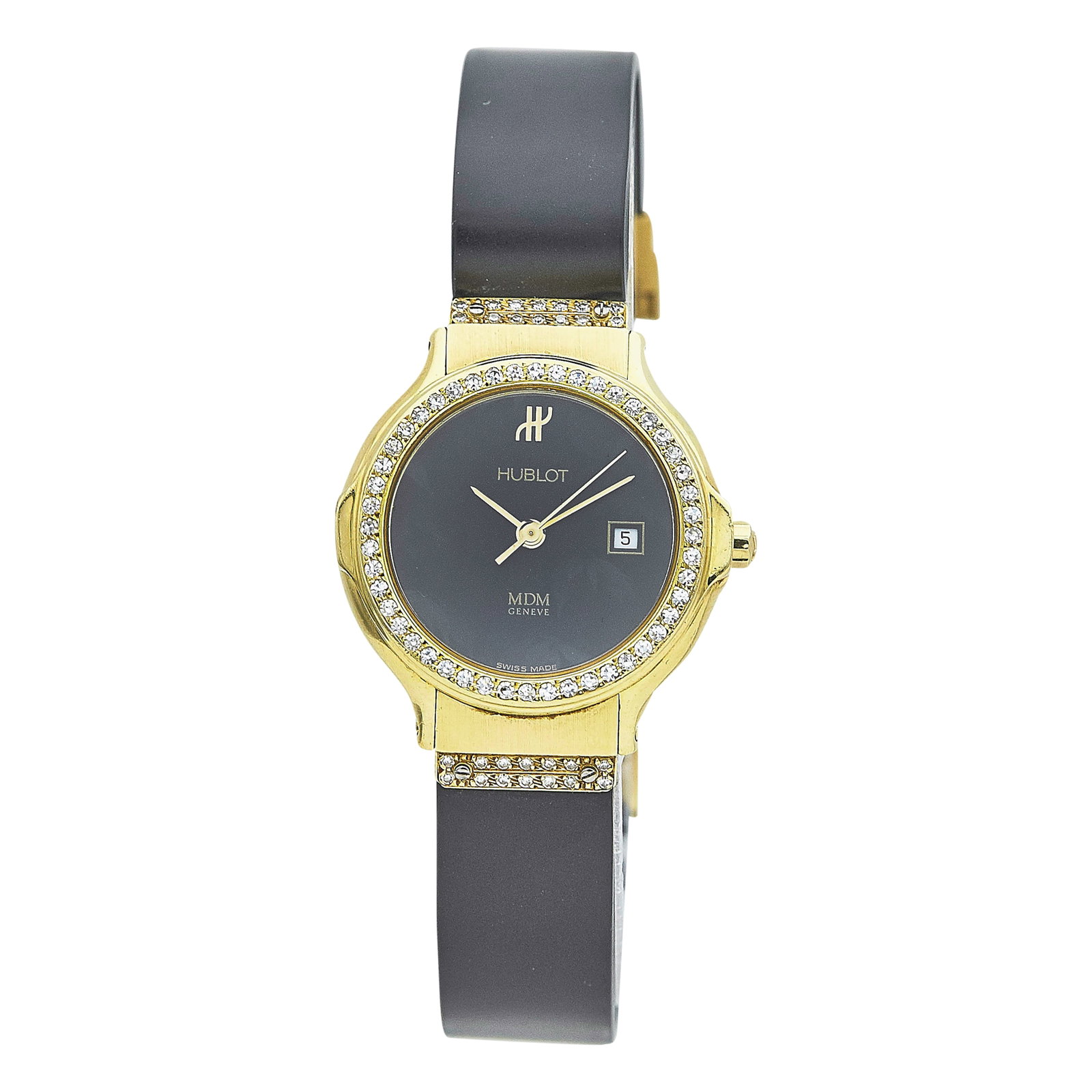 Hublot Classic MDM 18K Yellow Gold Watch Ref. S139.10.3, circa 2005: BRAND: Hublot; STYLE: Classic Fusion; REF. #: S139.10.3; CONDITION: Pre-owned, Good; YEAR: Circa 2005; ADDITIONAL COMMENTS: Light scratches throughout watch, Light scratches on face of sapphire crysta