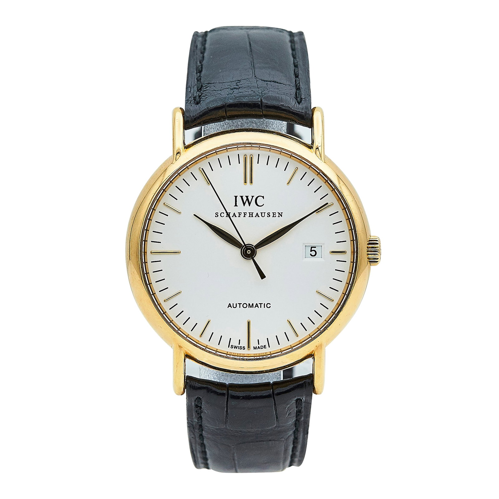 IWC Portofino 18K Rose Gold Watch Ref. IW356302, circa 2008: BRAND: IWC; STYLE: Portofino; REF. #: IW356302; CONDITION: Pre-owned, Very Good; YEAR: Circa 2008; ADDITIONAL COMMENTS: Scratches throughout watch, Light wear to leather strap, 74.2 grams; CASE SIZE (