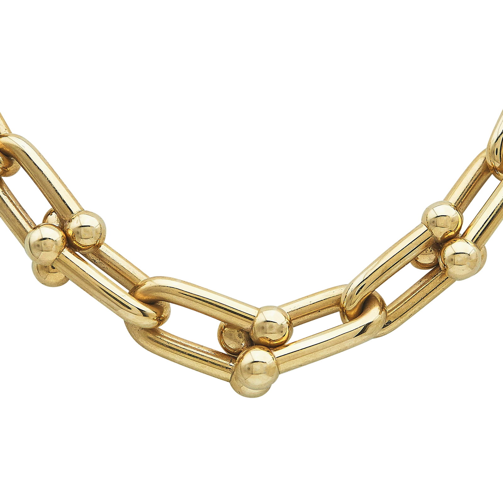 Tiffany & Co. Tiffany Hardwear 18K Rose Gold Graduated Link Chain Necklace: BRAND: Tiffany & Co.; COLLECTION: Hardwear; METAL: 18K Rose Gold; STAMPED: ©T&Co,. Au 750, Italy; CONDITION: Pre-owned, Very Good; ITEM WEIGHT (GRAMS): 49.6 g; MEASUREMENTS: Necklace 18 inches long