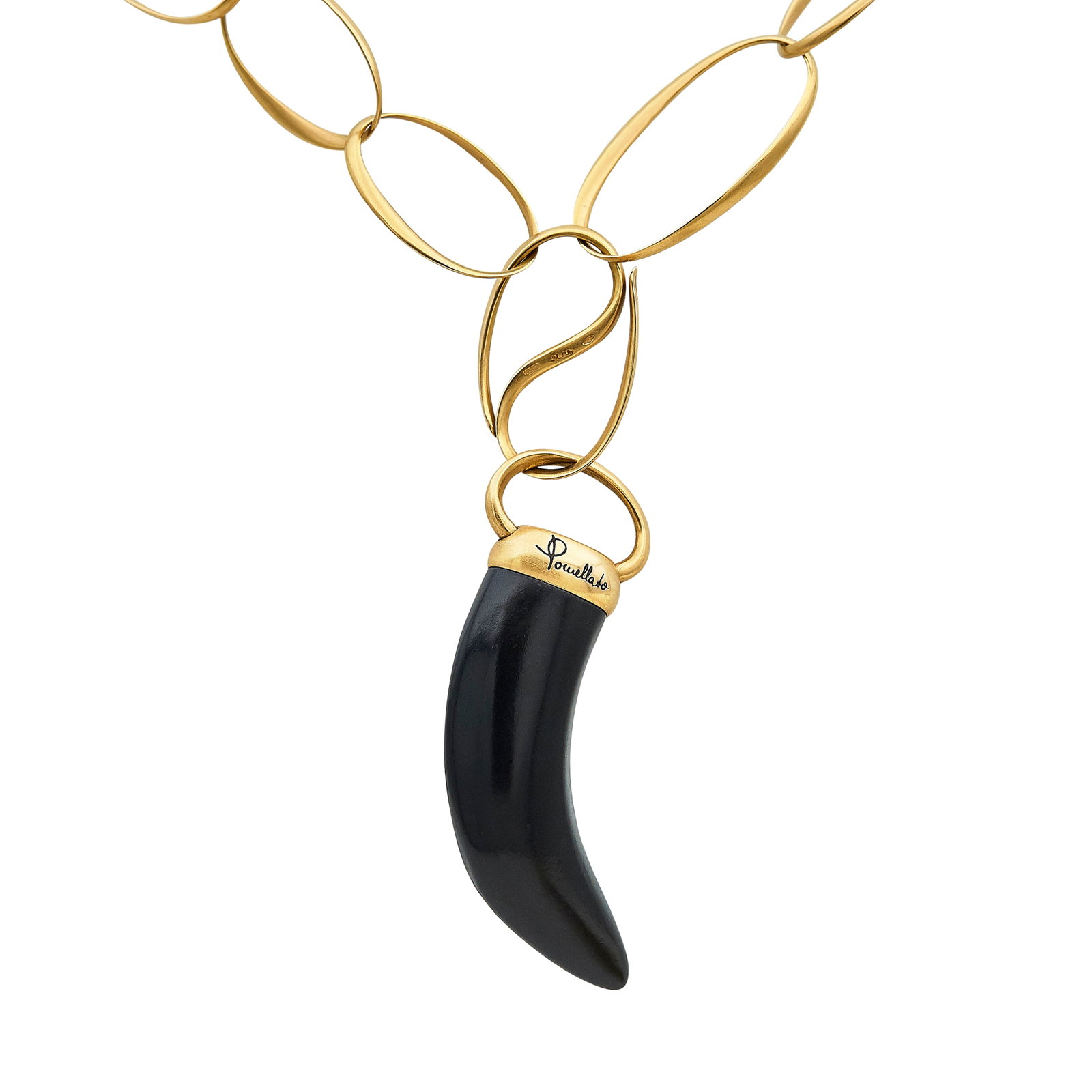 Pomellato Victoria 18K Rose Gold and Jet Tooth Pendant Necklace: BRAND: Pomellato; COLLECTION: Victoria; METAL: 18K Rose Gold; GEMSTONES: Jet; STAMPED: Pomellato, 750, Italian workshop mark; CONDITION: Pre-owned, Very Good; ITEM WEIGHT (GRAMS): 70.8 g; MEASUREMENTS