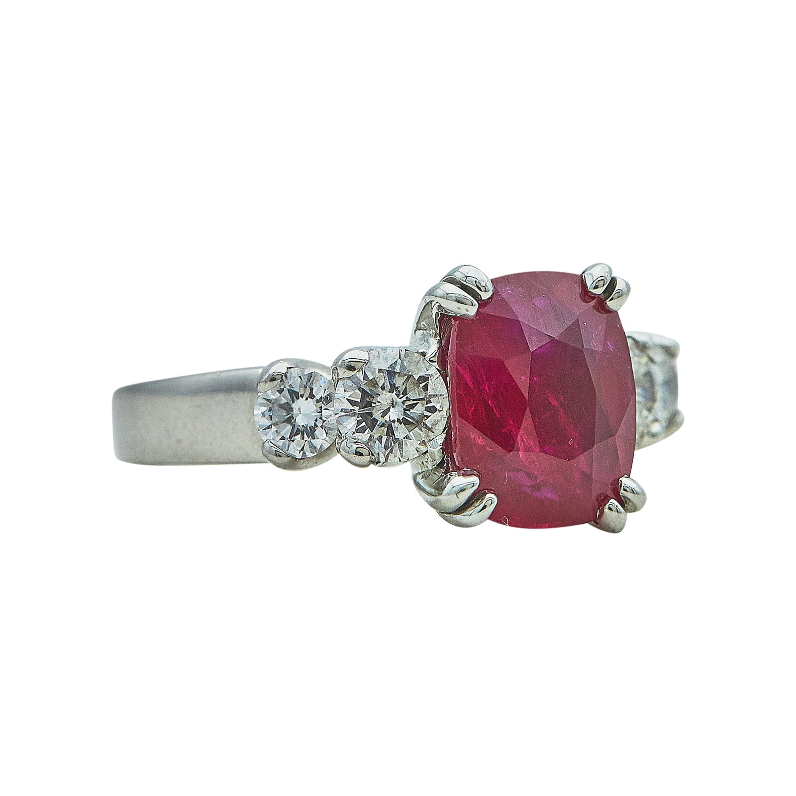 Platinum, Ruby, and Diamond Ring - 2