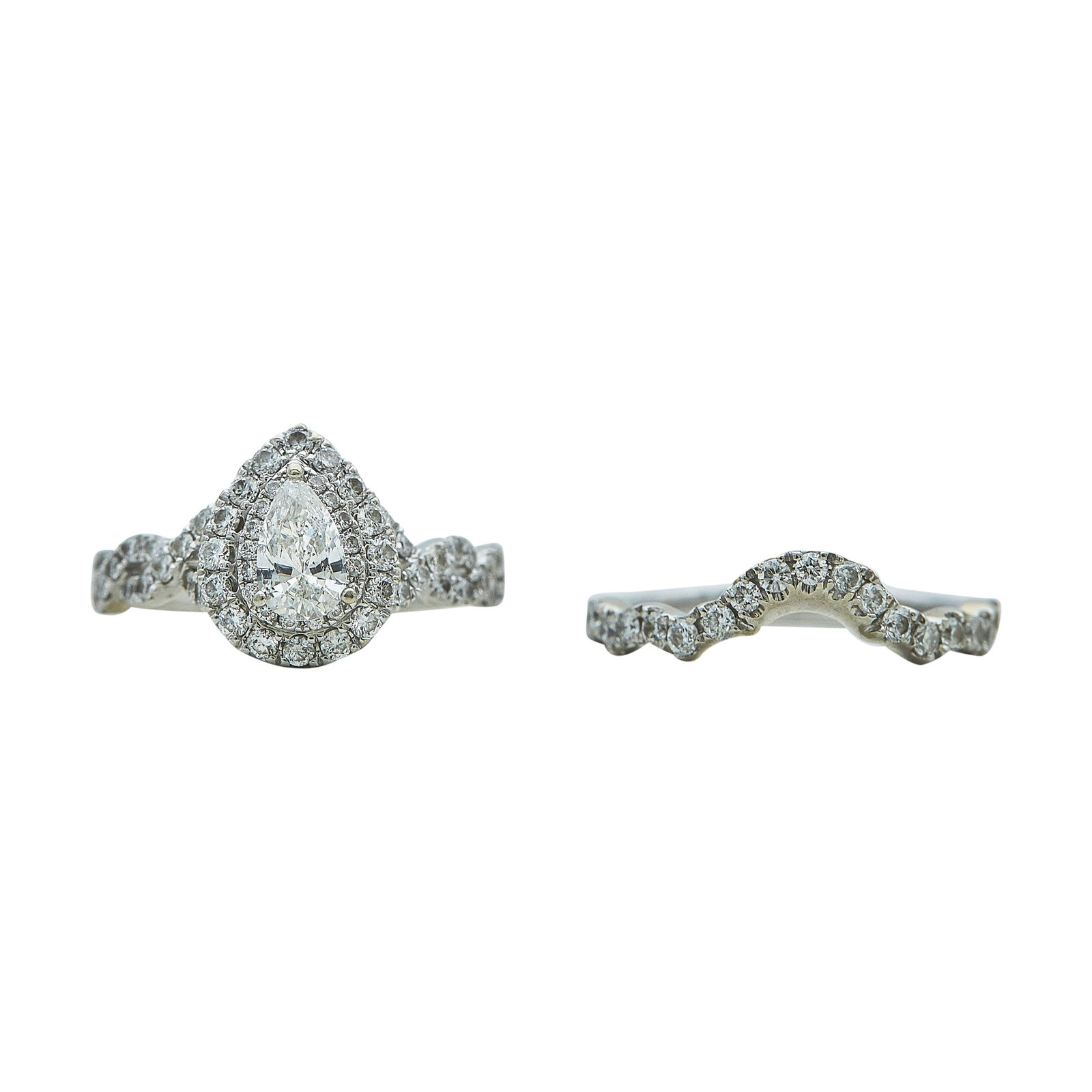14K White Gold and Diamond Bridal Ring Set (1 of 3)