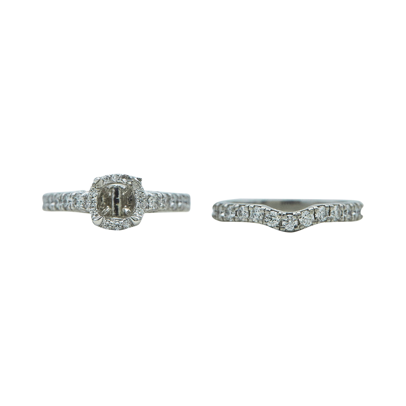 Platinum and Diamond Bridal Band & Ring Mounting Set (1 of 3)