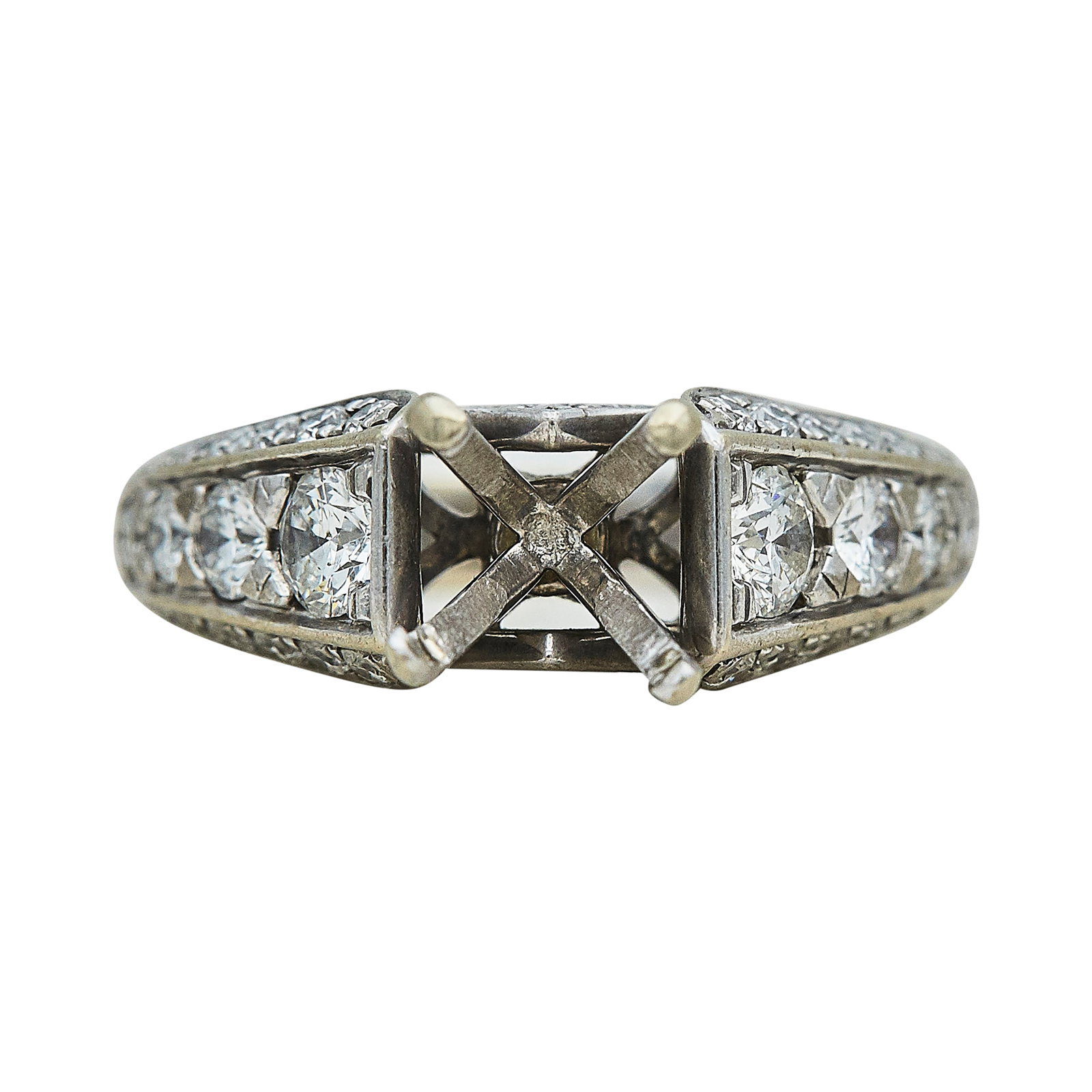 14K White Gold and Diamond Engagement Ring Setting (1 of 4)