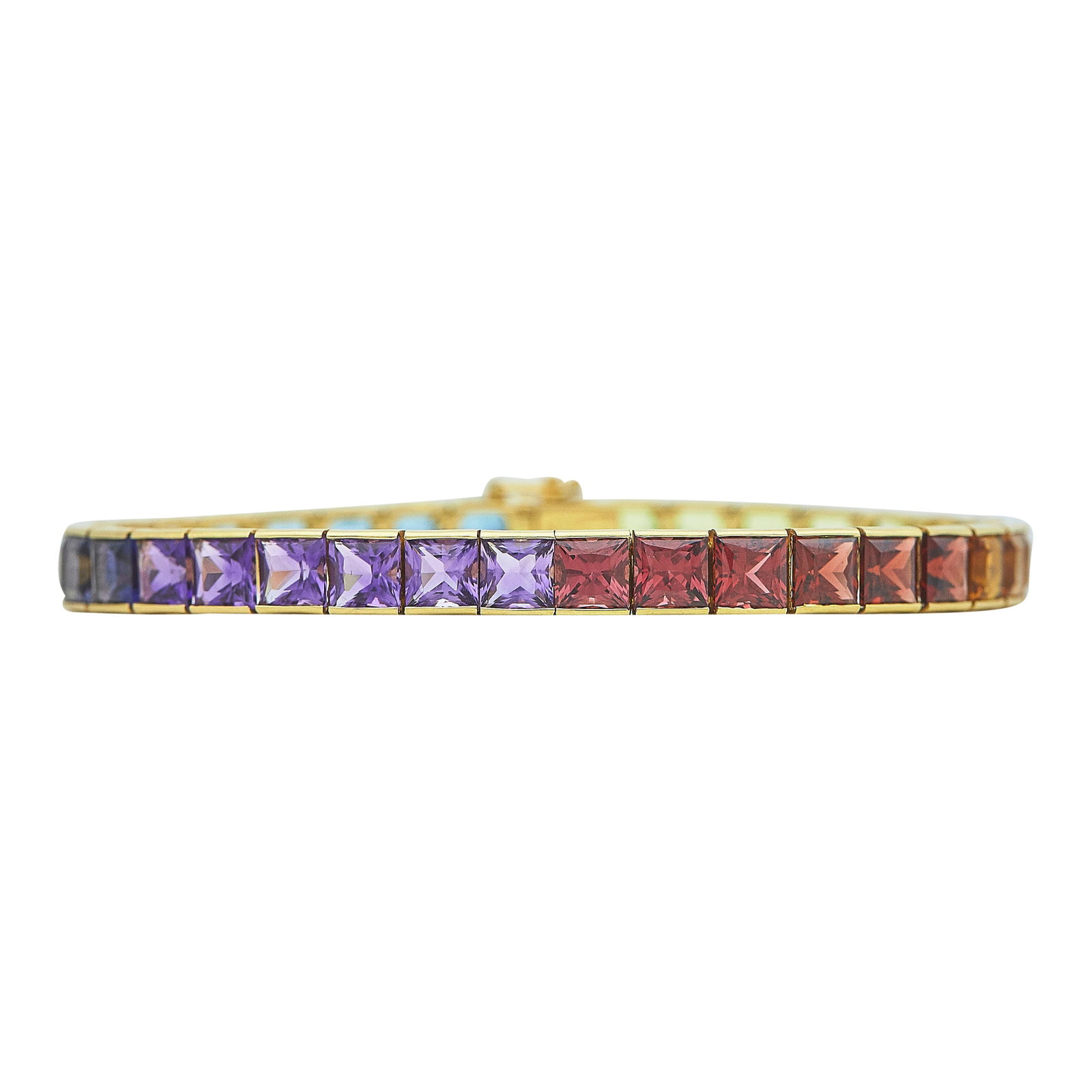 18K Yellow Gold and Multi-Colored Stone Link Bracelet (1 of 5)