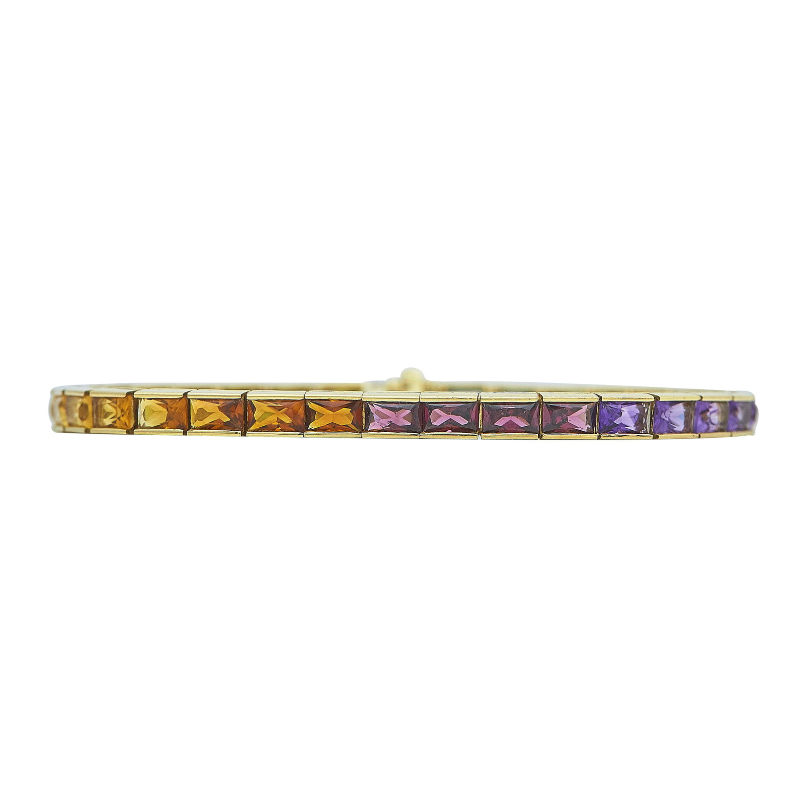 18K Yellow Gold and Multi-Colored Stone Link Bracelet (1 of 4)