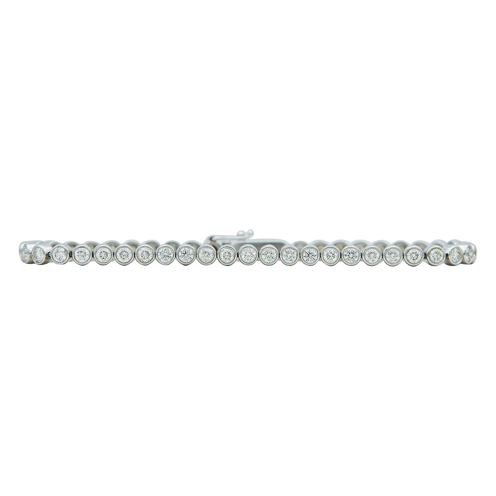 De Beers 18K White Gold and Diamond Bezel Tennis Bracelet (1 of 3)