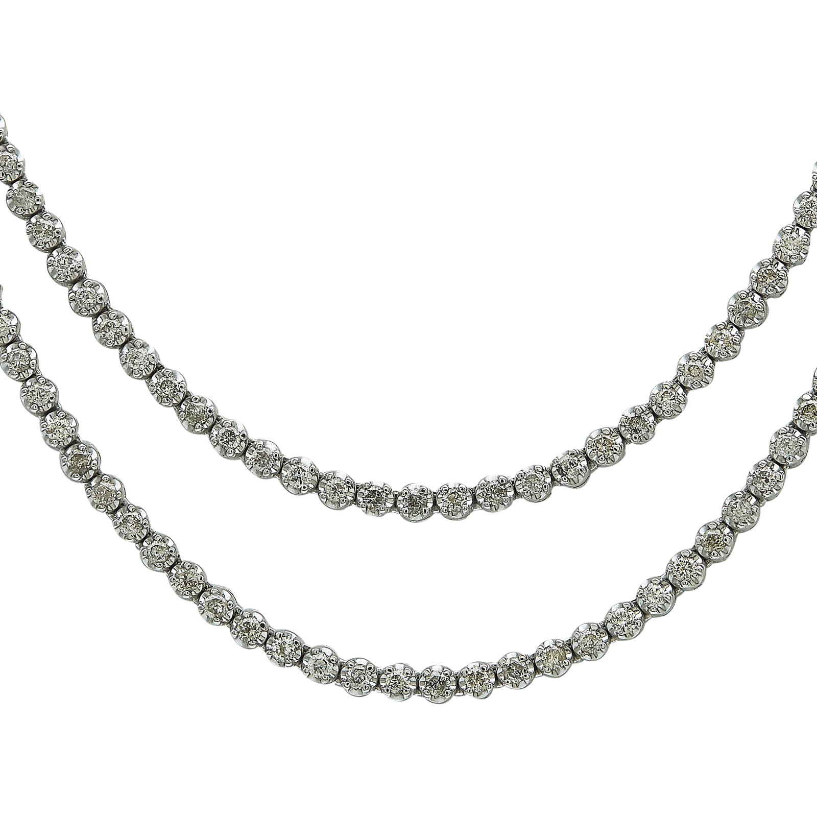 18K White Gold and Diamond Swag Necklace: METAL: 18K White Gold; APPROXIMATE TOTAL DIAMOND WEIGHT: 2.85 ctw; STAMPED: 750, INS I & D; CONDITION: Pre-owned, Good; ITEM WEIGHT (GRAMS): 25.8 g; MEASUREMENTS: Necklace 19 inches long