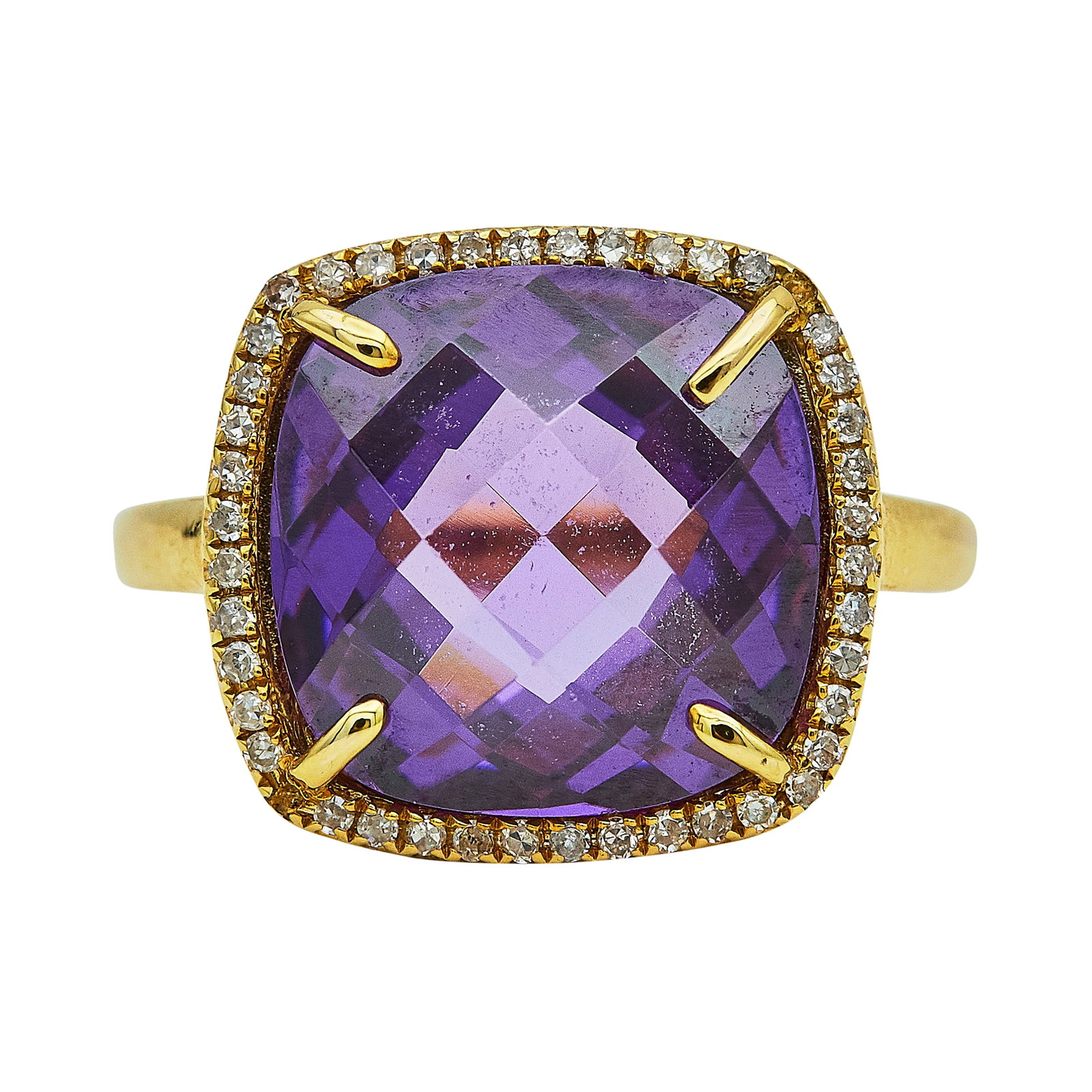 14K Yellow Gold, Amethyst, and Diamond Ring (1 of 4)