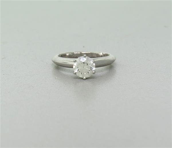 Tiffany & Co Platinum 0.92ct I/VVS2 Diamond: measurements - ring size 4. diamond - 0.92ct I/VVS2 (* see copy of certificate for addl. info*) marked - Tiffany & Co,pt950,25165357,.92ct. weight - 5.6g