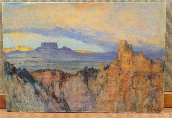 Howard Russell Butler (1856 - 1934) Santa Barbara: H.R. Buttler landscape,title - Santa Barbara,California,unframed. Measurements - 20" x 14". signed - lower right to Eric Ericson