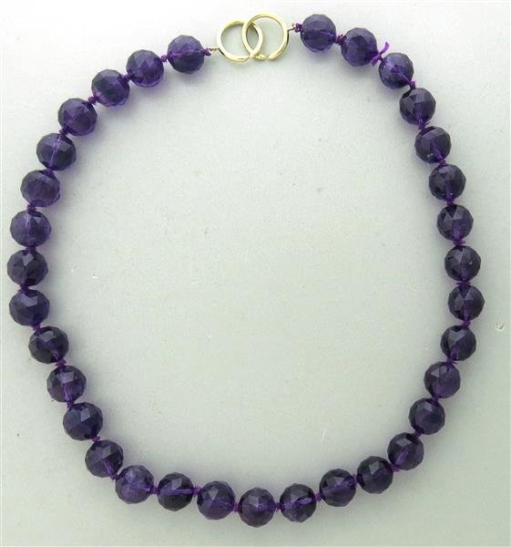 Tiffany & Co Paloma Picasso 18k Gold Amethyst Bead: Measurements: Necklace is 18 3/4" long. Gemstones: Amethyst beads are approx 11.5mm diameter. Marked: Tiffany & Co, 750, Paloma Picasso. Weight: 75.1g