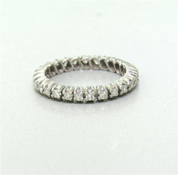 Antique Platinum Diamond Eternity Wedding Band: Metal: Platinum, Diamonds: Approx. 0.80ctw., Measurements: Ring size 6 1/2, Band is 3mm wide, Tested: Platinum, Weight: 3.6g
