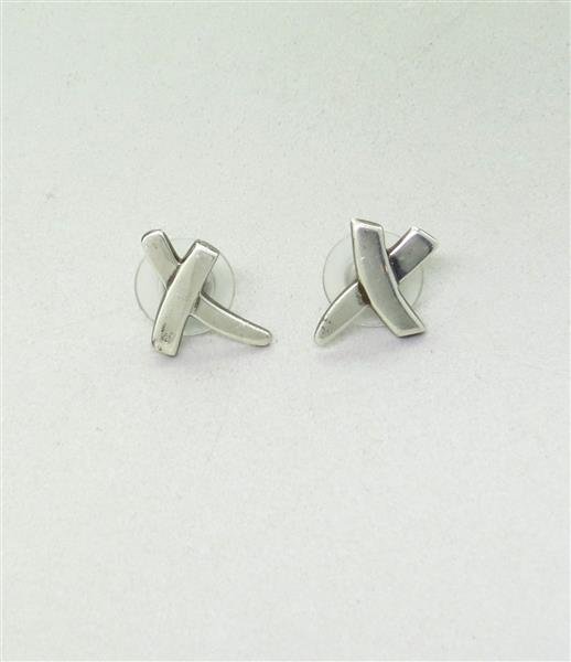Tiffany & Co. Paloma Picasso Silver X Earrings: Earrings are 10mm x 15mm, Marked - Tiffany & Co, Paloma Picasso, 925, Weight - 3.3g