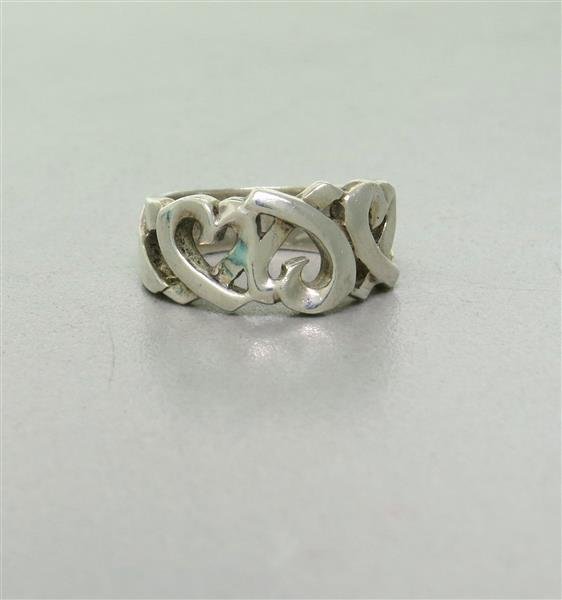 Tiffany & Co Picasso Silver Loving Heart Ring: Ring is a size 5, Band is 9.5mm at widest point. Marked - Tiffany & Co. 925, @ Paloma Picasso, Weight - 5.7g