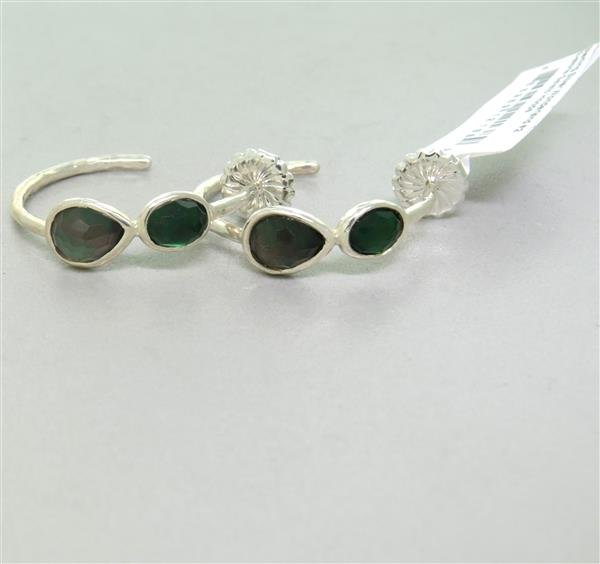 New Ippolita Silver Wonderland Gelato Hoop Earrings: Hoops are 30mm in diameter and are 8mm at widest point. Feature 4 faceted gemstones. Marked- Ippolita, 925. Weight - 6.0g