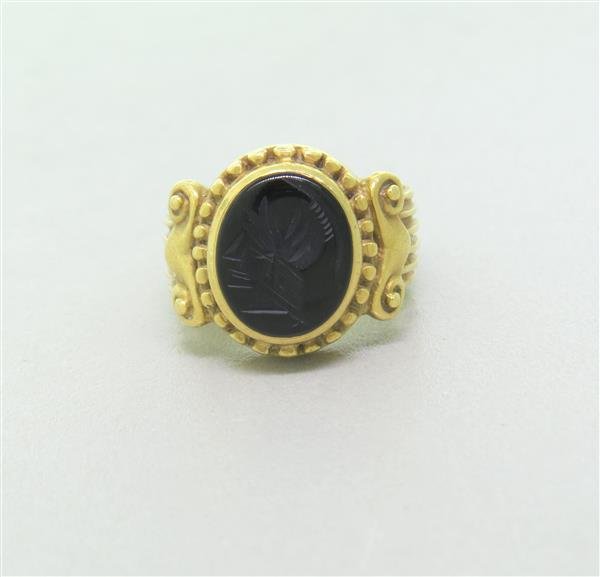 Vahe Naltchayan 18k Gold Onyx Intaglio Ring: ring size - 5 1/2, ring top is 15mm x 18mm Intaglio onyx - 11mm x 9mm. Marked - 1987,USA,18kt,Vahe Naltchayan. weight - 11.3g