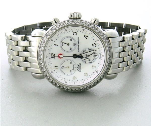 Michelle Steel Diamond Ladies Watch Bracelet: Stainless steel case - 35mm in diameter, diamond bezel. original band and buckle. Date at 6 o'clock.