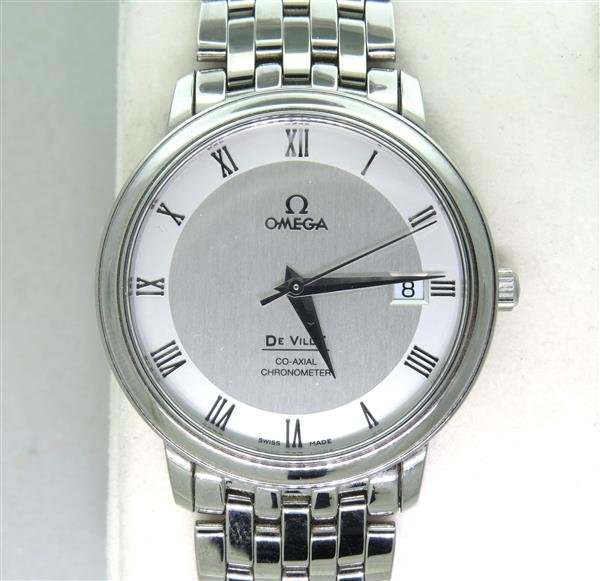 Omega De Ville Co-Axial Chronometer Watch: Omega De Ville Co-Axial Automatic Chronometer Men's Watch 37mm X 42mm with stainless steel bracelet. Center second hand, date window at 3 o'clock.