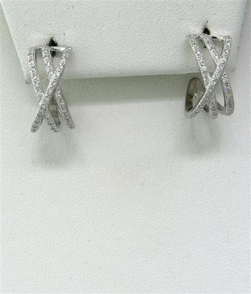 Charriol 18k Gold Diamond Half Hoop Earrings: Earrings are 17mm in diameter and 10mm wide at widest points. Marked - 750,Charriol. gemstones - diamonds. weight - 5.6g