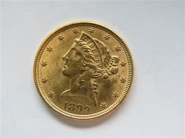 1899 Half Eagle 5 Dollar Gold US Coin: 1899 Half Eagle 5 Dollar Gold US Coin