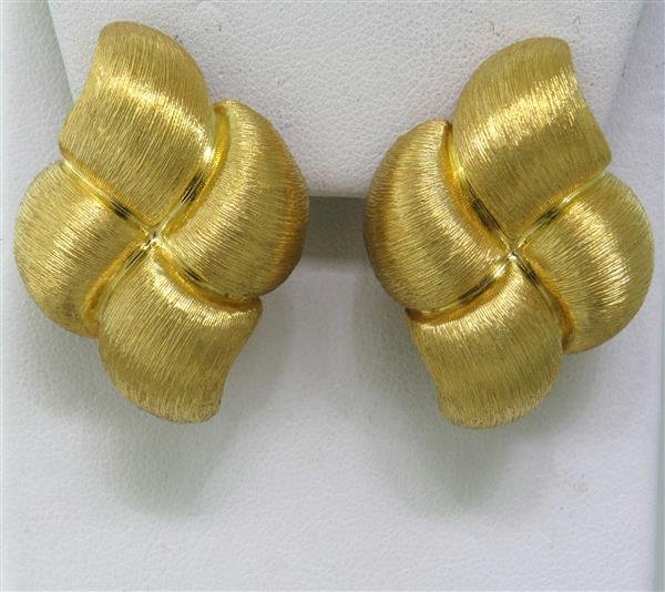 Henry Dunay 18K Gold Earrings: Earrings are 35mm x 25mm. Marked - Dunay Hallmark, 750, C1500, Weight - 27.8g