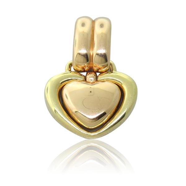 Chimento 18K Two Tone Gold Heart Slide Enhancer Pendant: Pendant measures 43mm x 30mm, Marked Chimento, 750, 408VI. Weight - 6.6gHeart pendant can be removed from slider.