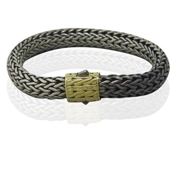John Hardy Sterling 18k Gold 11mm Classic Bracelet: Bracelet is 8 1/2" long x 11mm wide. Marked JH,925,18k. weight - 77.9g