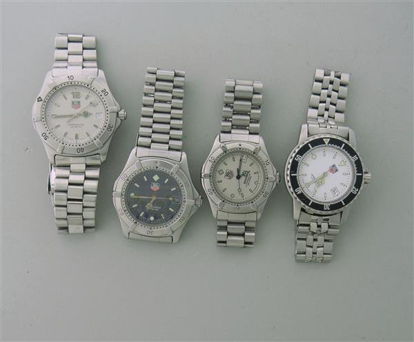 Tag Heuer Lot Of Four Watches: Tag Heuer 2000 Series Professional Ladies Watch 962.213Tag Heuer Professional Mens Watch 962.006Tag Heuer Professional Mens Watch WD121Tag Heuer Professional Mens Watch WK1112All Not Running. Quartz M