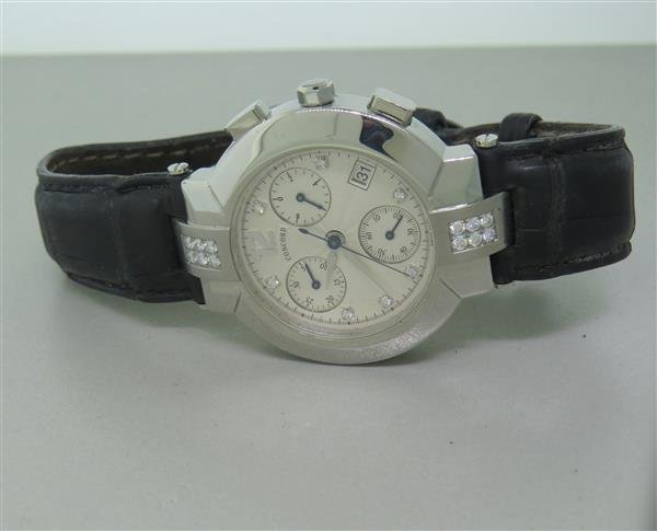 Concord Stainless Steel Diamond Watch: Case - steel, 38mm in diameter excl. crown and lug tips. Case marked - 14.C5.1891 S. Movement - quartz,running order. Fancy diamond lugs. 3 reg. chronograph, diamond markers, date at 4 o'clock,cen