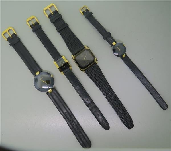 Rado Watches Lot Of Four: Quartz Movement. One Watch Does Not Run. One Runs Slowly (needs battery replacement). Two Watches Running.